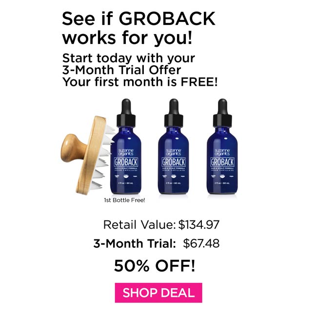 Trial Offer - GROBACK Hair & Scalp Formula 3-Month Supply (3 Bottles + Free Scalp Massager)